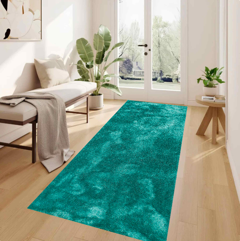 Shibori Tie Dye - Turquoise Tie Dye Runner Rug Abstract