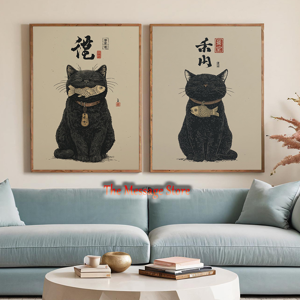 Black Lucky Cat Ukiyo-e Japane – Japanese Lifestyle And Traditions Bewertung und Preis