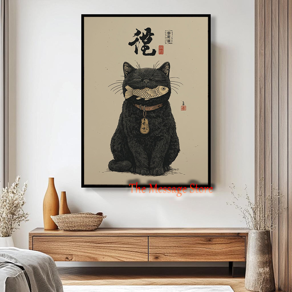 Black Lucky Cat Ukiyo-e Japane – Japanese Lifestyle And Traditions Bewertung und Preis
