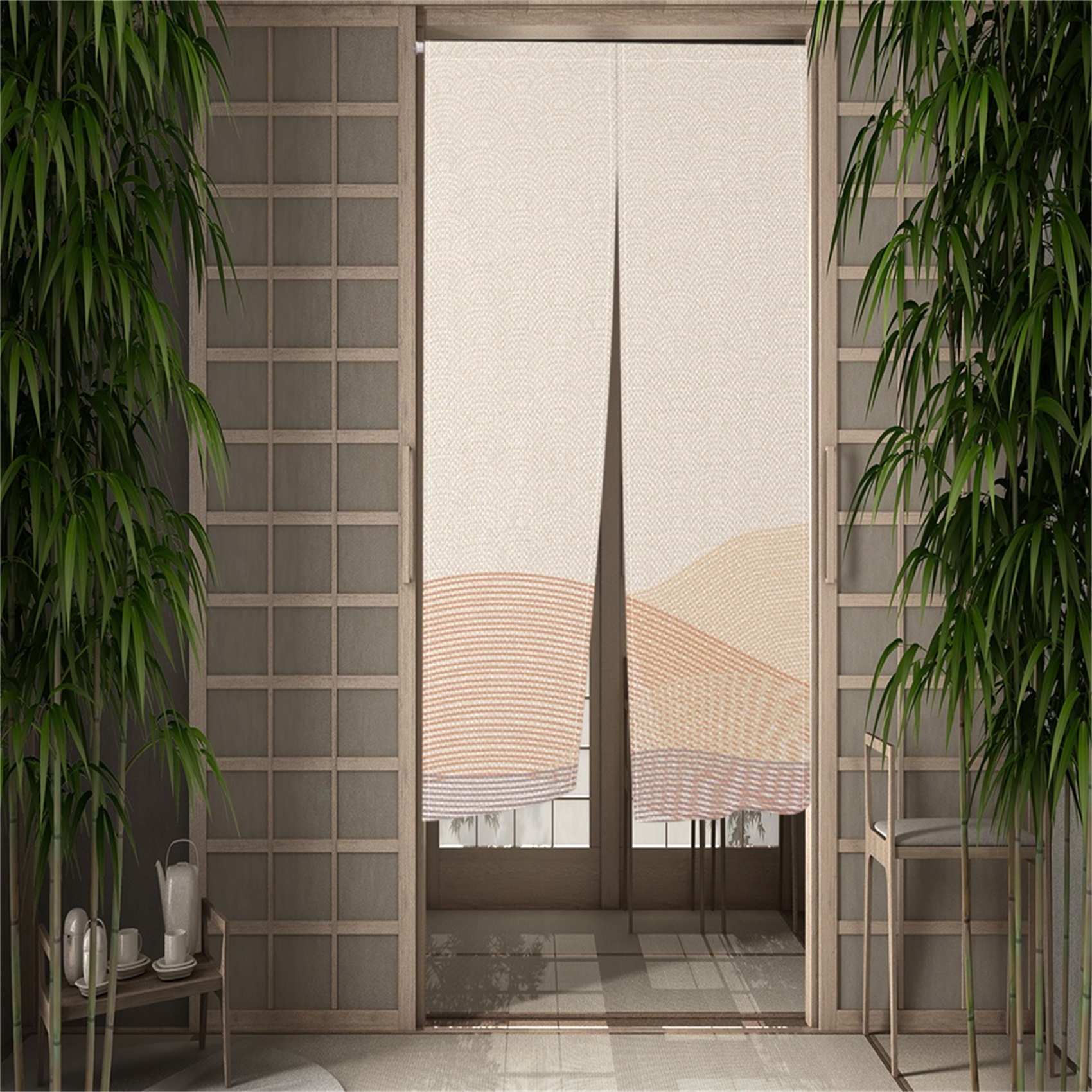 Beige Noren Split Japanese Doo – Noren Curtain Doorway Bewertung und Preis
