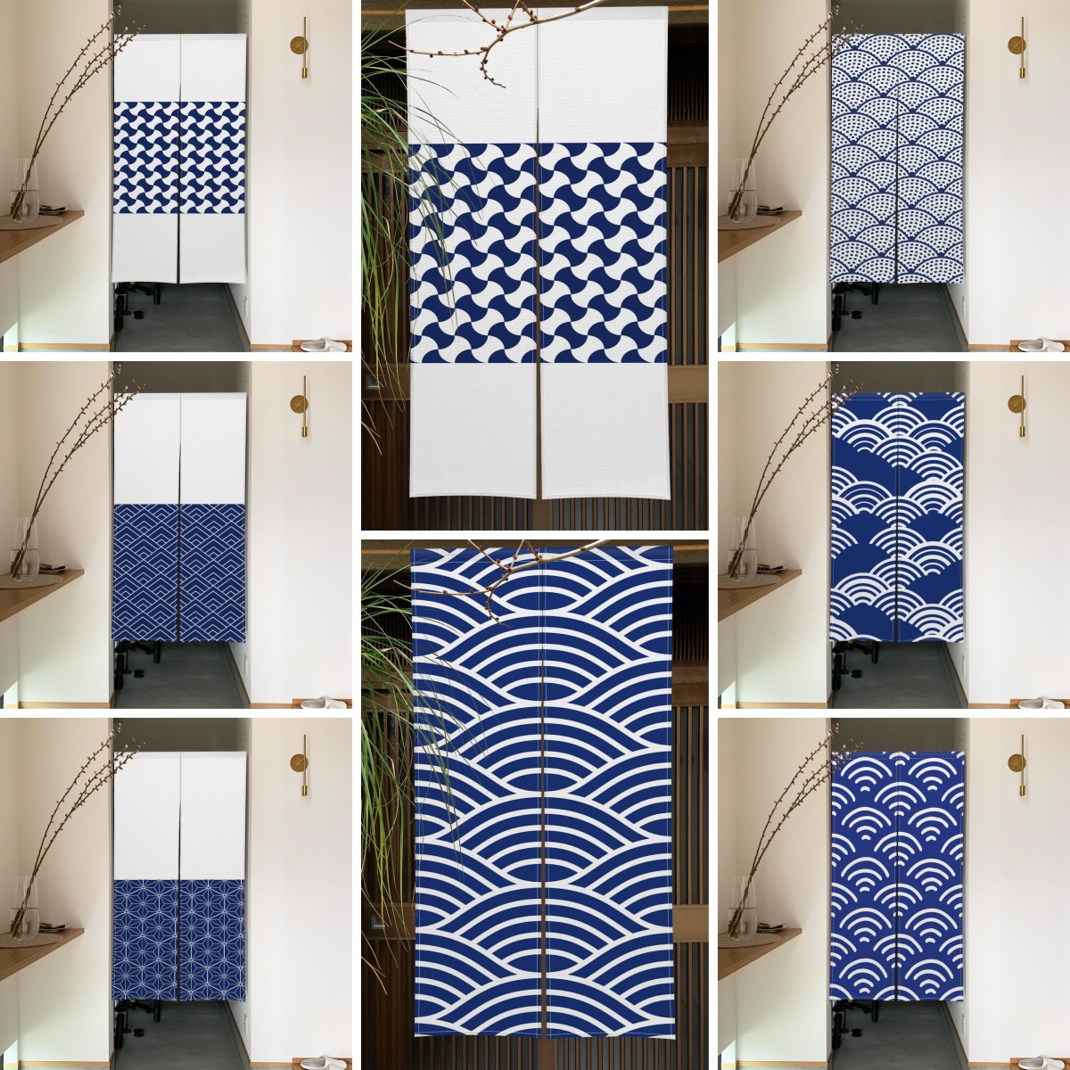 Japanese Linen Noren Blue Whit – Noren Curtain Doorway Bewertung und Preis