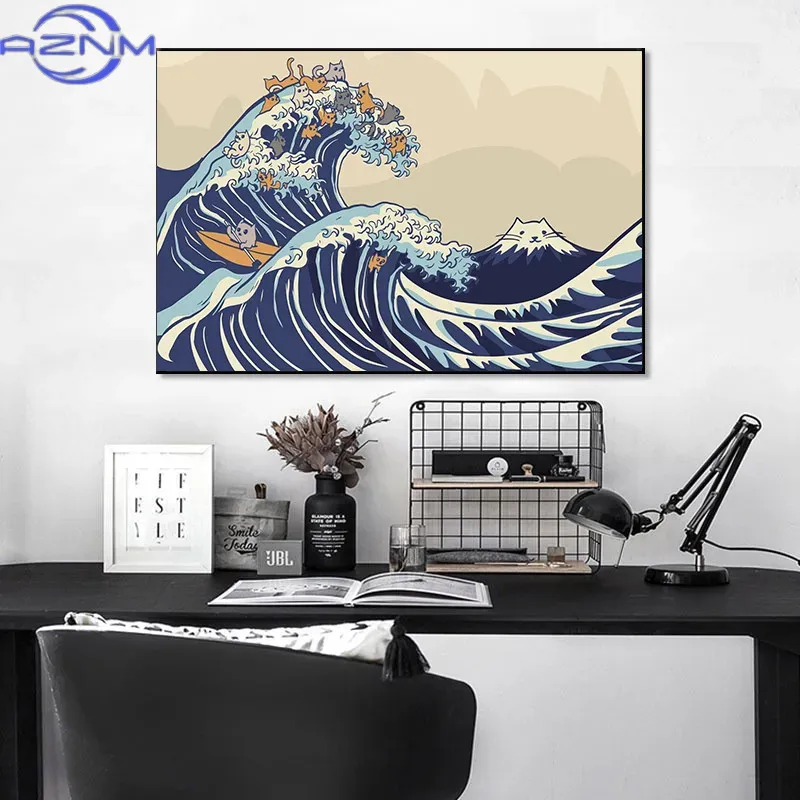 AZNM Canvas Painting Big Wavy  – Japanese Lifestyle And Traditions Bewertung und Preis