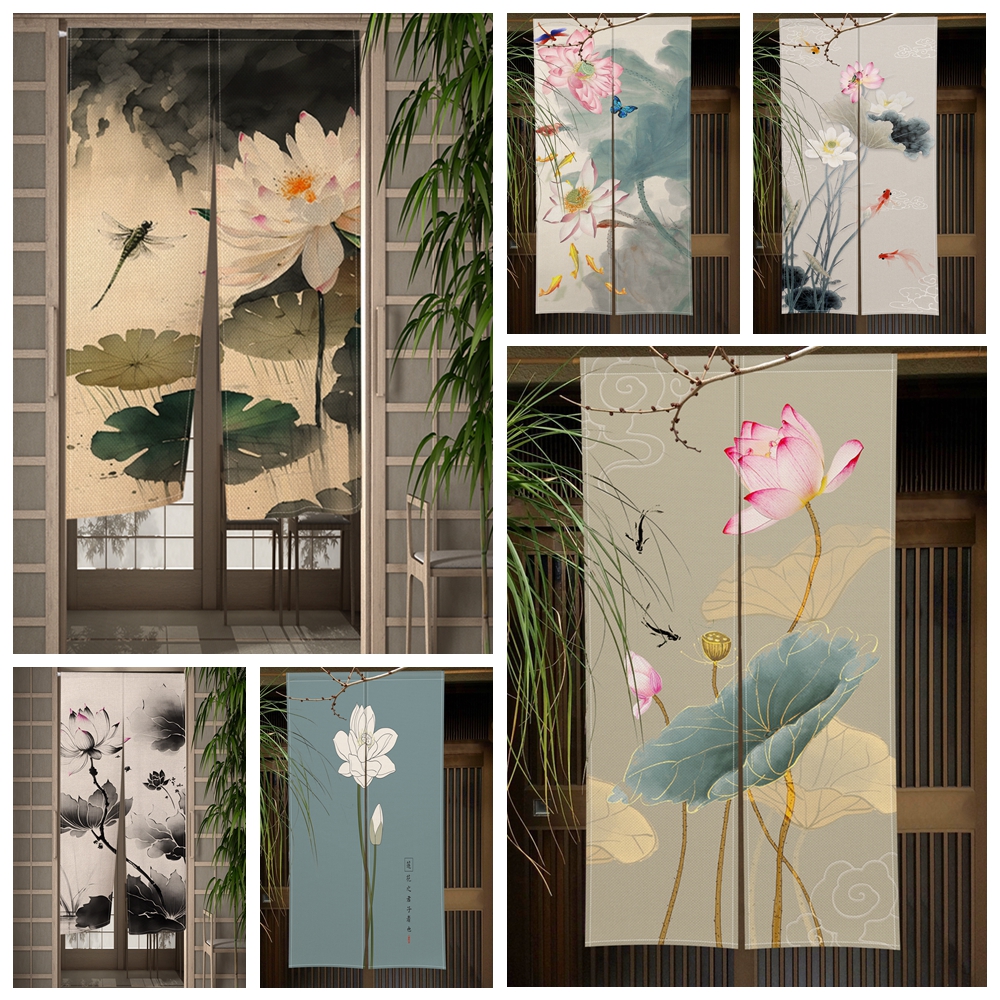 Lotus Plum Blossom Japanese No – Noren Curtain Doorway Bewertung und Preis