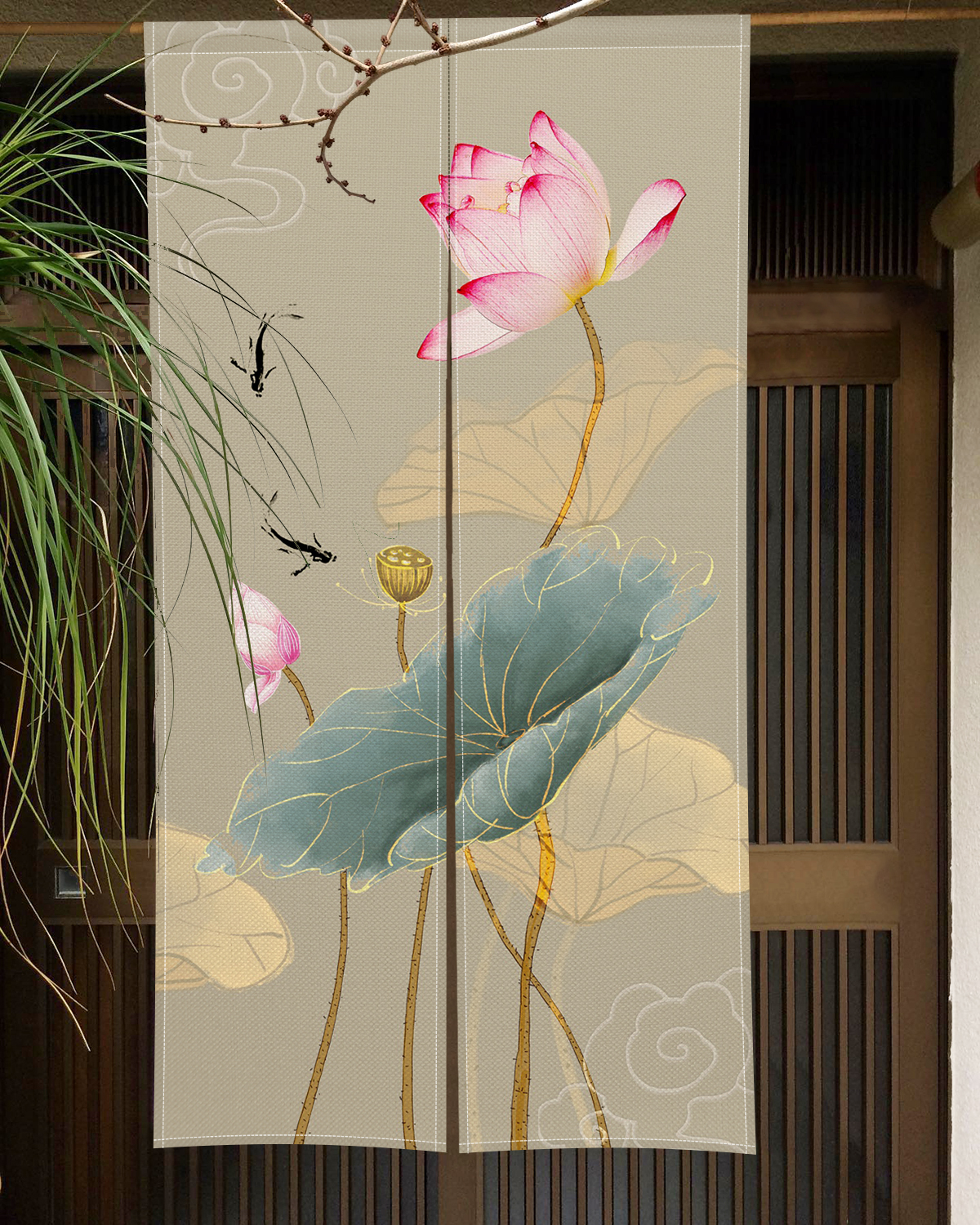 Lotus Plum Blossom Japanese No – Noren Curtain Doorway Bewertung und Preis