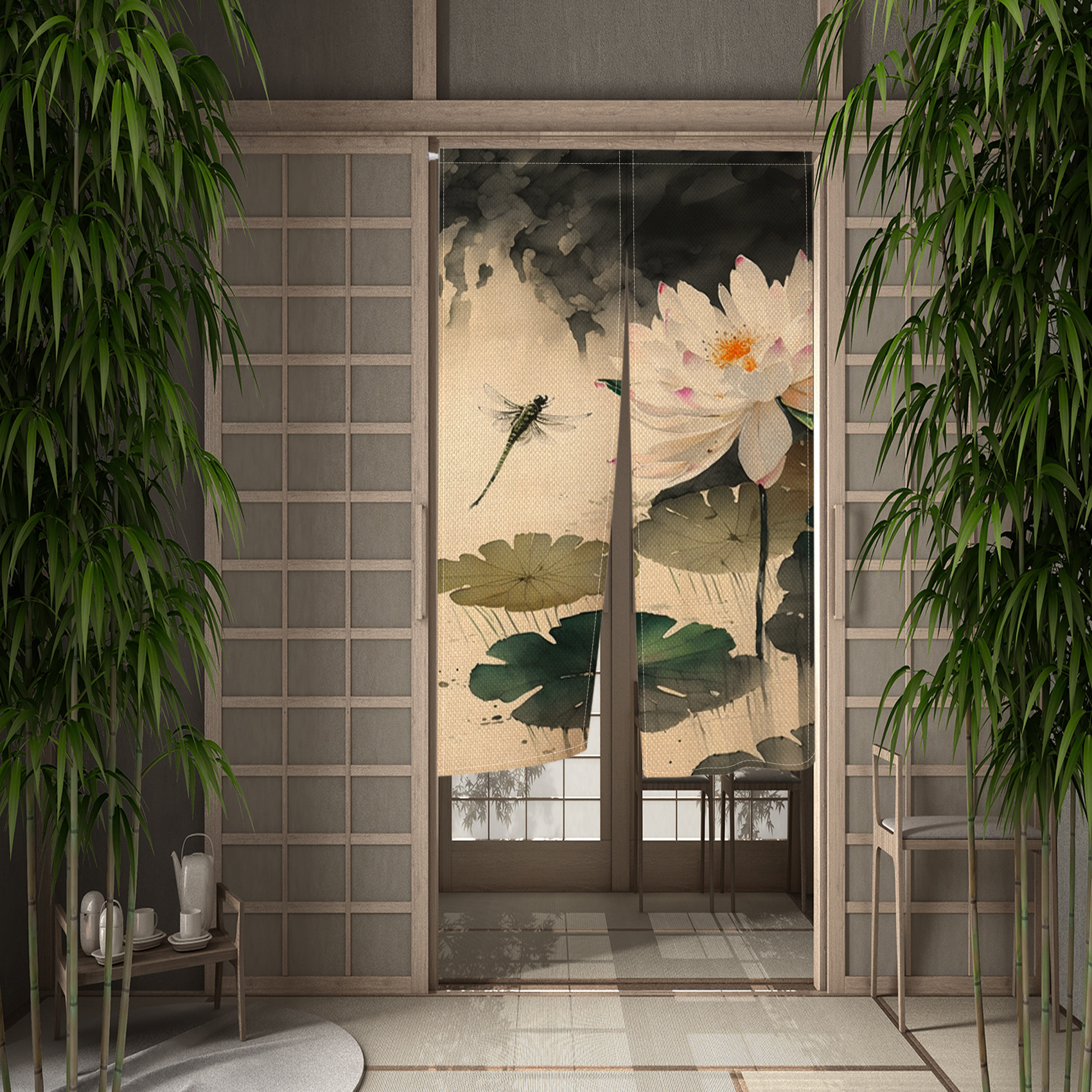 Lotus Plum Blossom Japanese No – Noren Curtain Doorway Bewertung und Preis